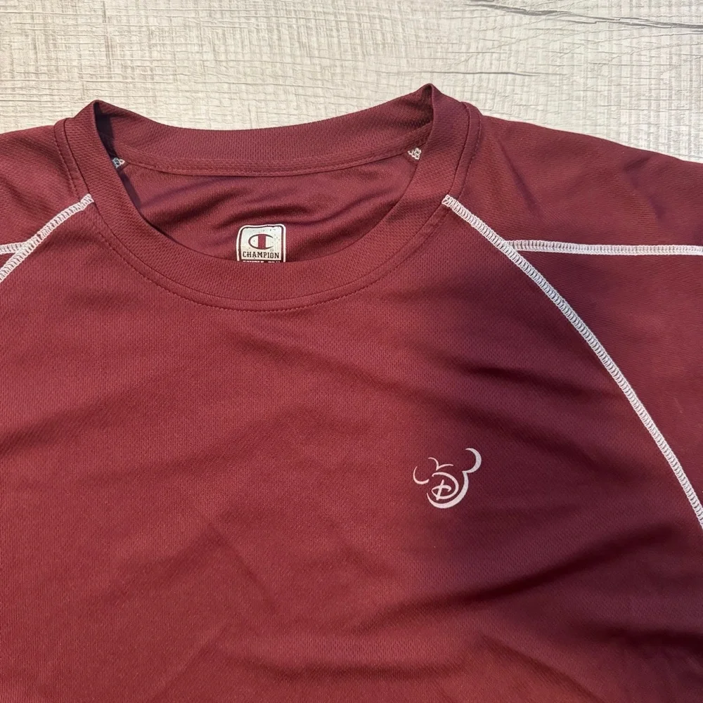 Champion And Disney Collab T Shirt Short Sleeve Maroon Double Dry Tee Size XL - Picture 2 of 11